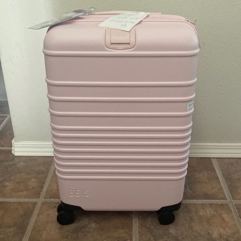 NWT Beis Carry On Sakura Pink Suitcase Roller Bag